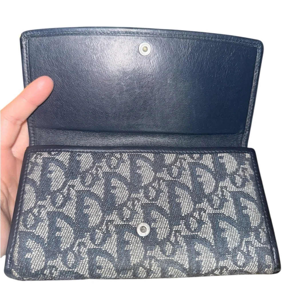 Rare Dior Blue and Gray Monogram Wallet
